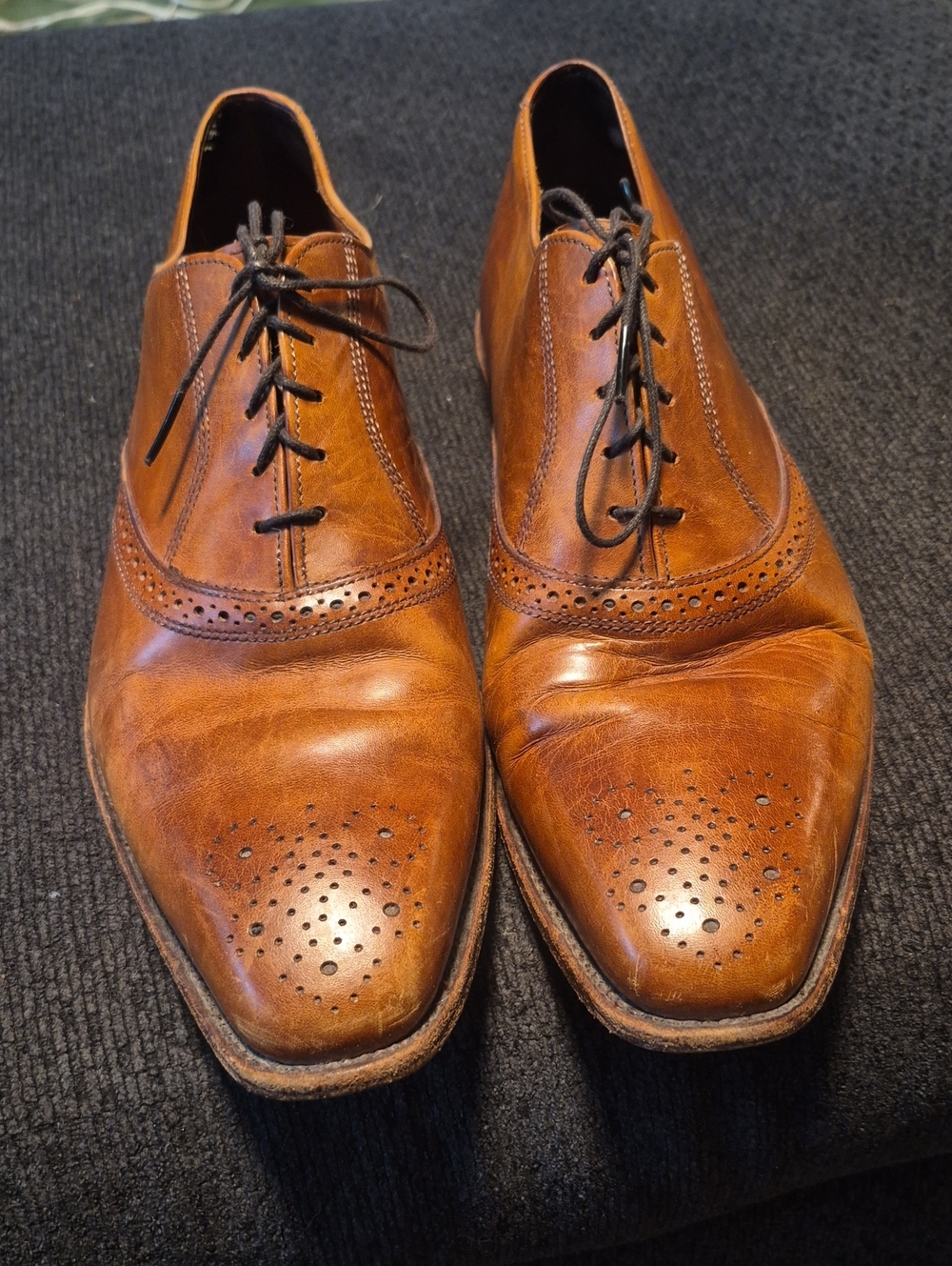 Allen Edmonds Cognac Leather Wingtip Oxfords